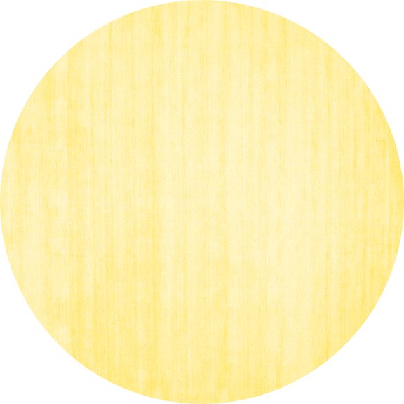 Ahgly Company Machine Washable Indoor Round Solid Yellow Modern Area Rugs, 3' Round