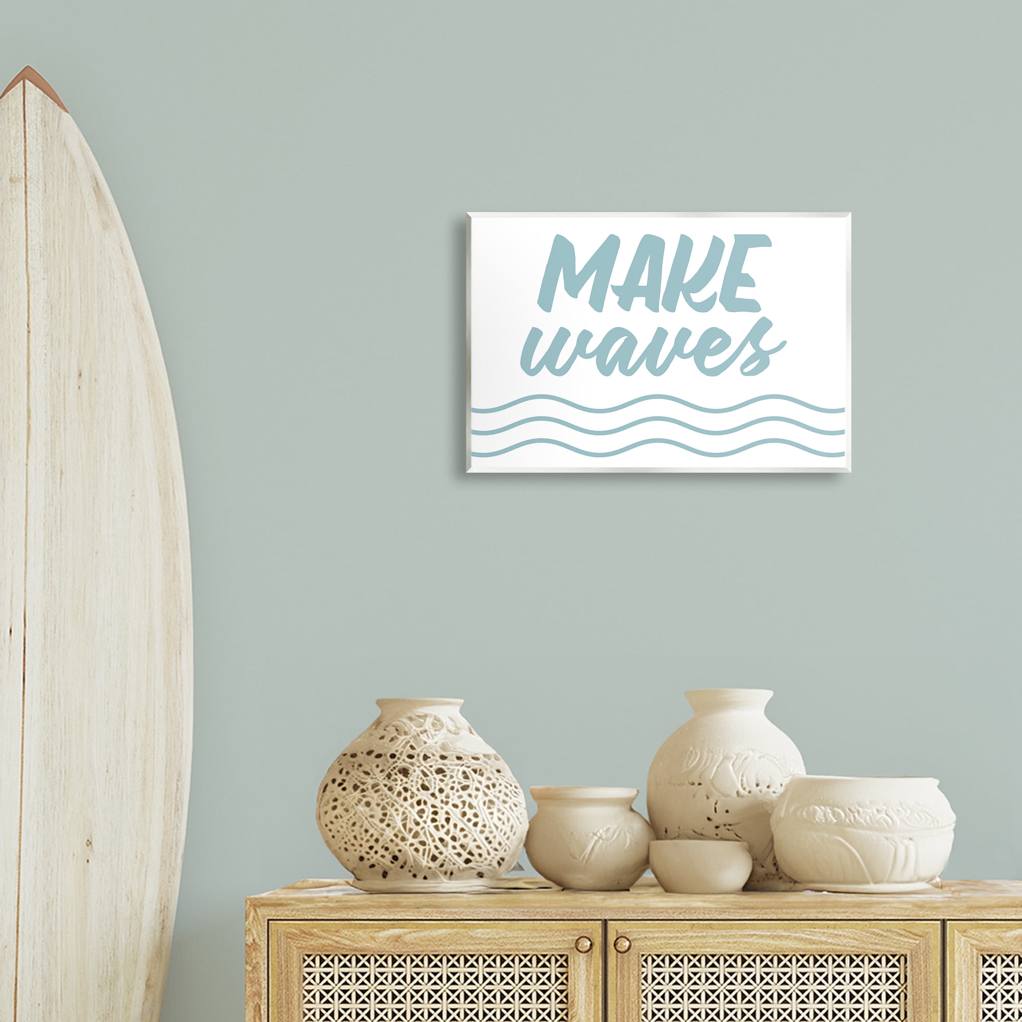 Stupell Industries Make Waves on White Typography Painting Unframed Art Print Wall Art, 19 x 13