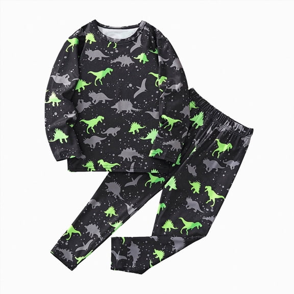 NOLDARES Boys Prints Pajamas 2 Pieces Long Sleeve Jammies Set Toddler Pjs Fall Winter Sleepwear 6-12 Months 12-24 Months 2t 3t 4t 5t 6t 7t 8t 9t Children,Green,4-5 Y
