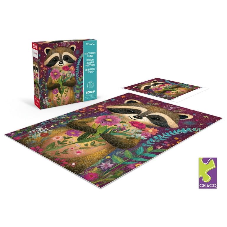 Ceaco JK Stewart Durwaigh Raccoon Cutie 500-Piece Interlocking