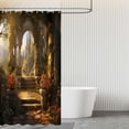 thumbnail image 5 of Castle Shower Curtain Retro Mid Century Castle Forest Shower Curtain Fairy Tale World Scenery Magic Tree Hole Fairyland Nature Landscape Bathroom Decor Set with 12 Hooks 72x72 Inches, 5 of 5
