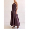 thumbnail image 4 of Chocolate Spaghetti Strap Maxi Dress With Ruffle Trim And Smocked Waist Flowy A-Line Sundress, 4 of 7