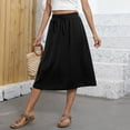 thumbnail image 5 of Difdany Women's Bohemian A-Line Elastic Waist Flowy Midi Skirt with Pockets Black L, 5 of 8