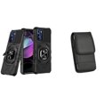 thumbnail image 1 of Case with Belt Holster Bundle for Moto G 5G 2022: Heavy Duty Shield Cover (Black) and Vertical Nylon Phone Pouch, 1 of 9