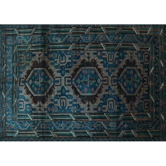 Ahgly Company Indoor Rectangle Persian Light Blue Traditional Area Rugs, 8' x 12'
