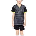 thumbnail image 2 of Agkizg 2PC Striped Soccer Set Round Neck Short Sleeve Top Elastic Waist Shorts Quickly Dry Breathable (Boy's or Boy's Plus),2-Piece Set,Sizes 4-13 Years, 2 of 5