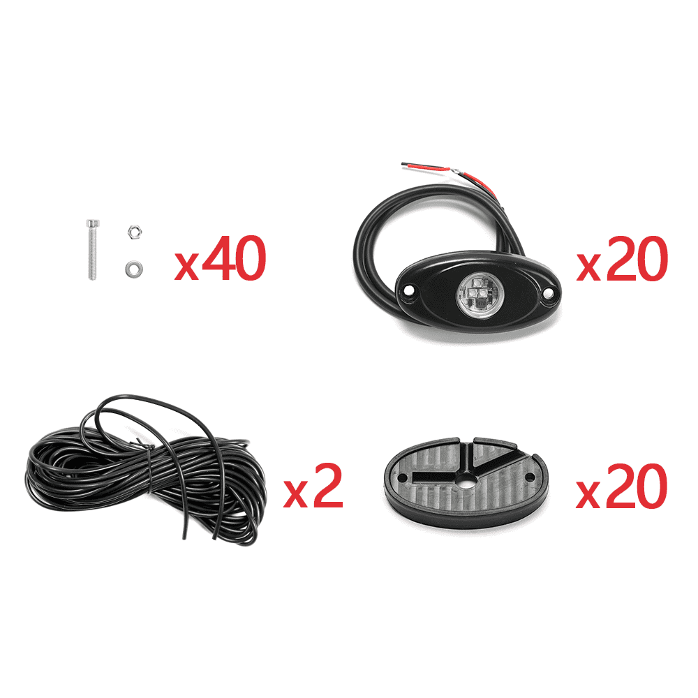 Sunpie 20 Pods Monochromatic Green LED Rock Lights for Off Road Truck RZR Auto Car Boat ATV SUV