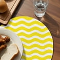 thumbnail image 3 of Yellow Moire Round 13 Inch Placemats Set of 6, Water Ripple Stripe Farmhouse HeatResistant Non Slip Place Mats for Dining Table, Wipeable Braided Kitchen Table Mats for Housewarming, 3 of 9
