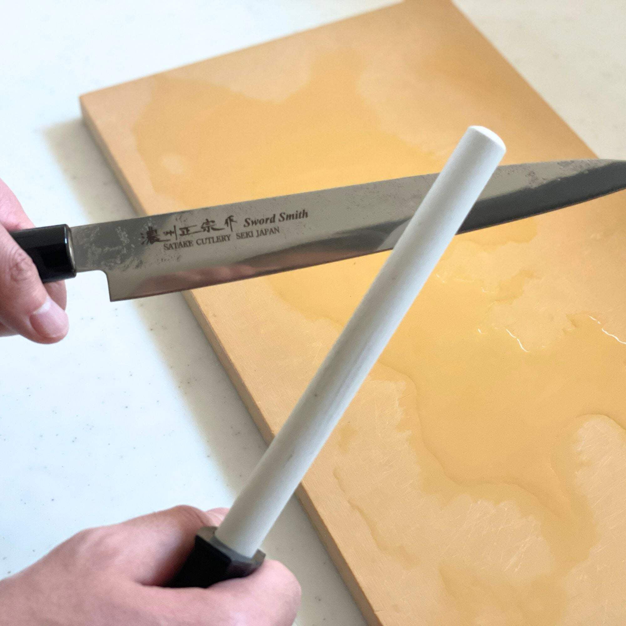 Seki Japan Chef Knife Sharpening Rod - 6 Inch, Durable Ceramic Honing Steel Knife Sharpener