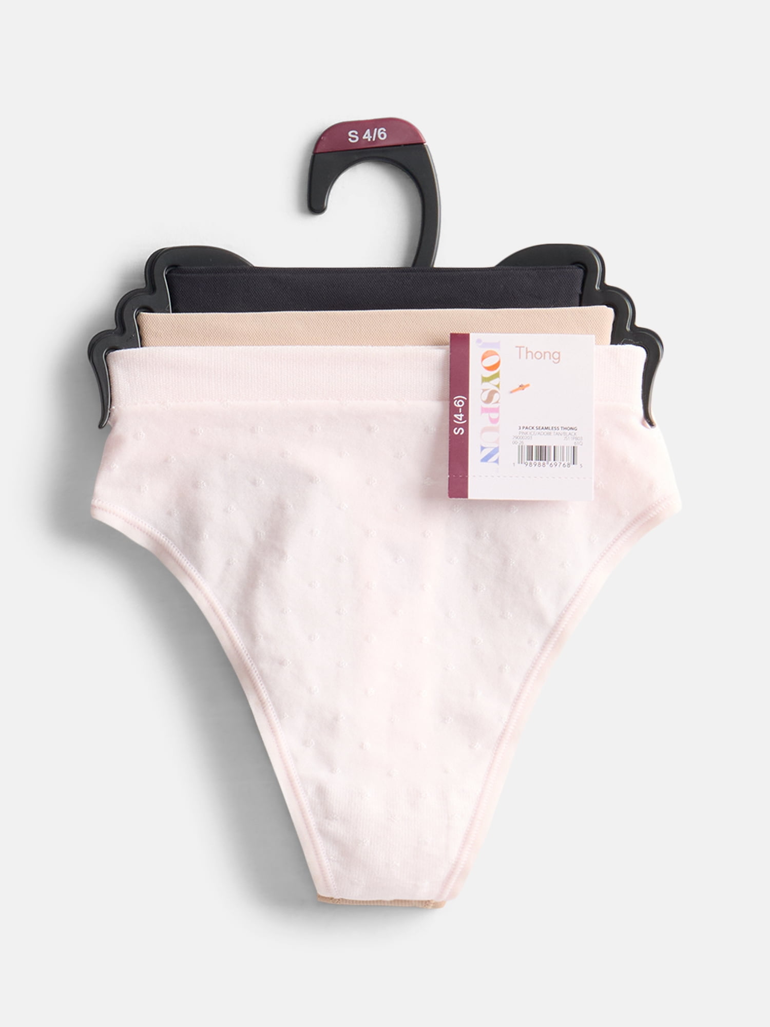 Joyspun Women's Seamless Thong Panties, 3-Pack, Sizes XS-XXXL