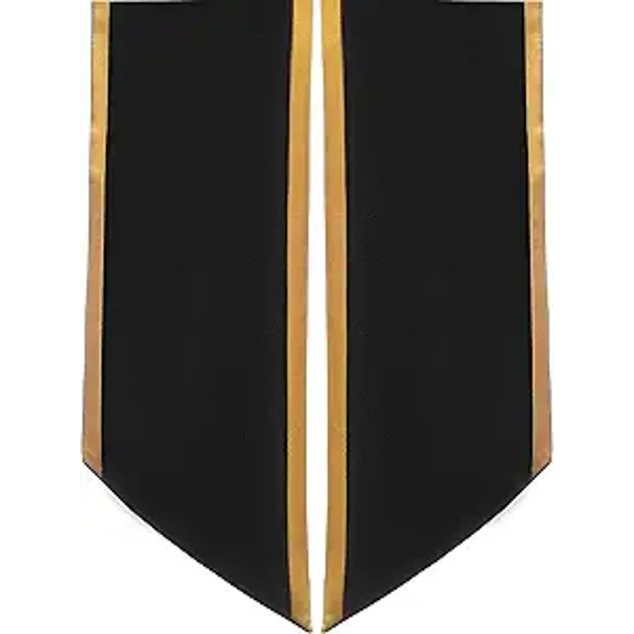 Honors Graduation Academic Stoles/Sashes with Angled Cut and Trim (Black w/Gold Trim) - Ages 6-40