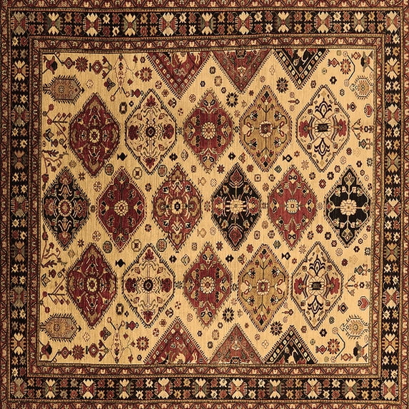 Ahgly Company Indoor Square Oriental Brown Industrial Area Rugs, 6' Square