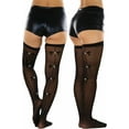 thumbnail image 3 of ToBeInStyle Women's Opaque Thigh High with Fashion Diamond Backseam & Bow - Black - One Size, 3 of 7