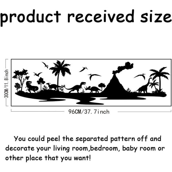 1 sheet Translucent PVC Self Adhesive Wall Stickers Waterproof Building Decals for Home Living Room Bedroom Wall Decoration Dinosaur 960x300mm