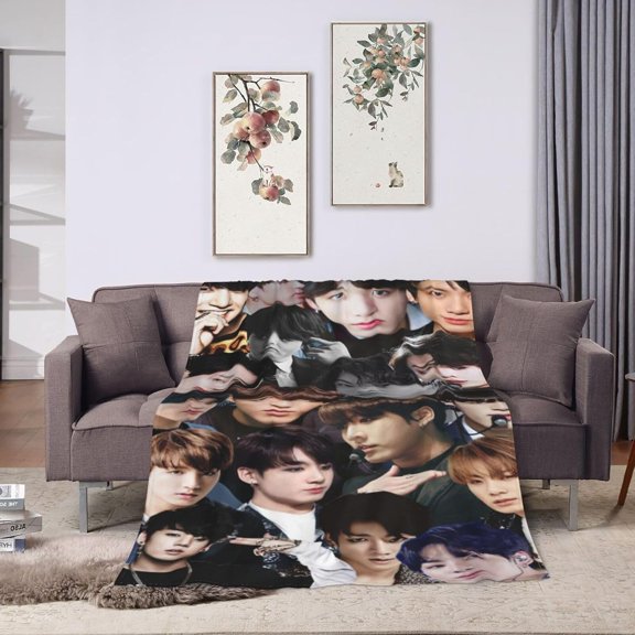 Blanket Jungkook Soft and Comfortable Wool Fleece Throw Blankets Gift for Home Decoration Sofa Office car Camping Yoga Travel Home Decoration Cozy Plush Beach