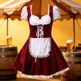 thumbnail image 5 of LEKWK Dirndl Dresses Women Ruffled Puff Short Sleeve Lace Apron Cosplay Fancy Dress German Oktoberfest Costume for Halloween Theme Party, 5 of 5
