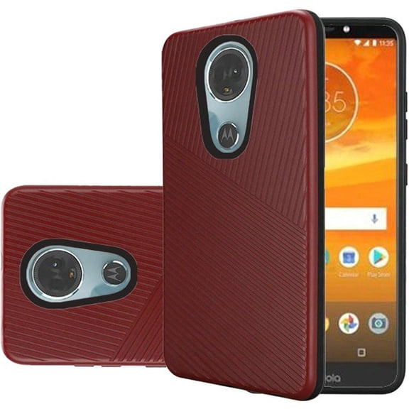 GSA Embossed Lines Cover Case For Motorola Moto E5 Supra E5 Plus Red