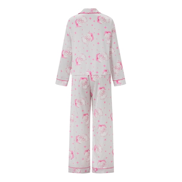 Pyjama Femme Polaire Noël - Imprimé Père Noël & Flocons - Manches Longues Et Boutonnage - Chemise De Nuit Chaud Et Confortable
