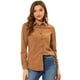 thumbnail image 1 of INSPIRE CHIC Camisas de pana para mujer, blusas casuales de manga larga con botones, parte superior marrón M, 1 of 5