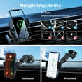thumbnail image 7 of Hoey 3 in 1 Wireless Car Charger, 15W Smart Sensor Auto Clamping Air Vent Dashboard Windshield Car Phone Charging Holder Mount, Compatible for iPhone, Samsung, Google, LG, etc, 7 of 7