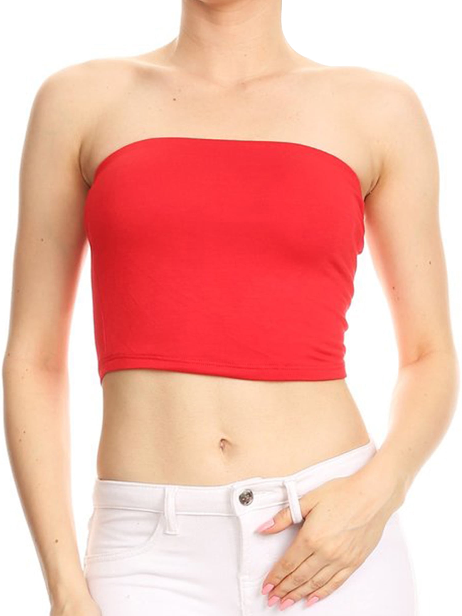 lol Tidsplan Bytte Imagenation Double Front Strapless Cropped Tube Top, Large, Red -  Walmart.com