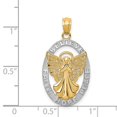 thumbnail image 2 of 14k Yellow Gold Solid Textured Polished Open back and Rhodium Believe Peace Faith Hope Religious Guardian Angel Pendant, 2 of 4