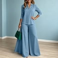 thumbnail image 6 of Women’s Office 2 Piece Set, V Neck Long Sleeve Top and Wide Leg Pants Elegant Outfit, 6 of 6