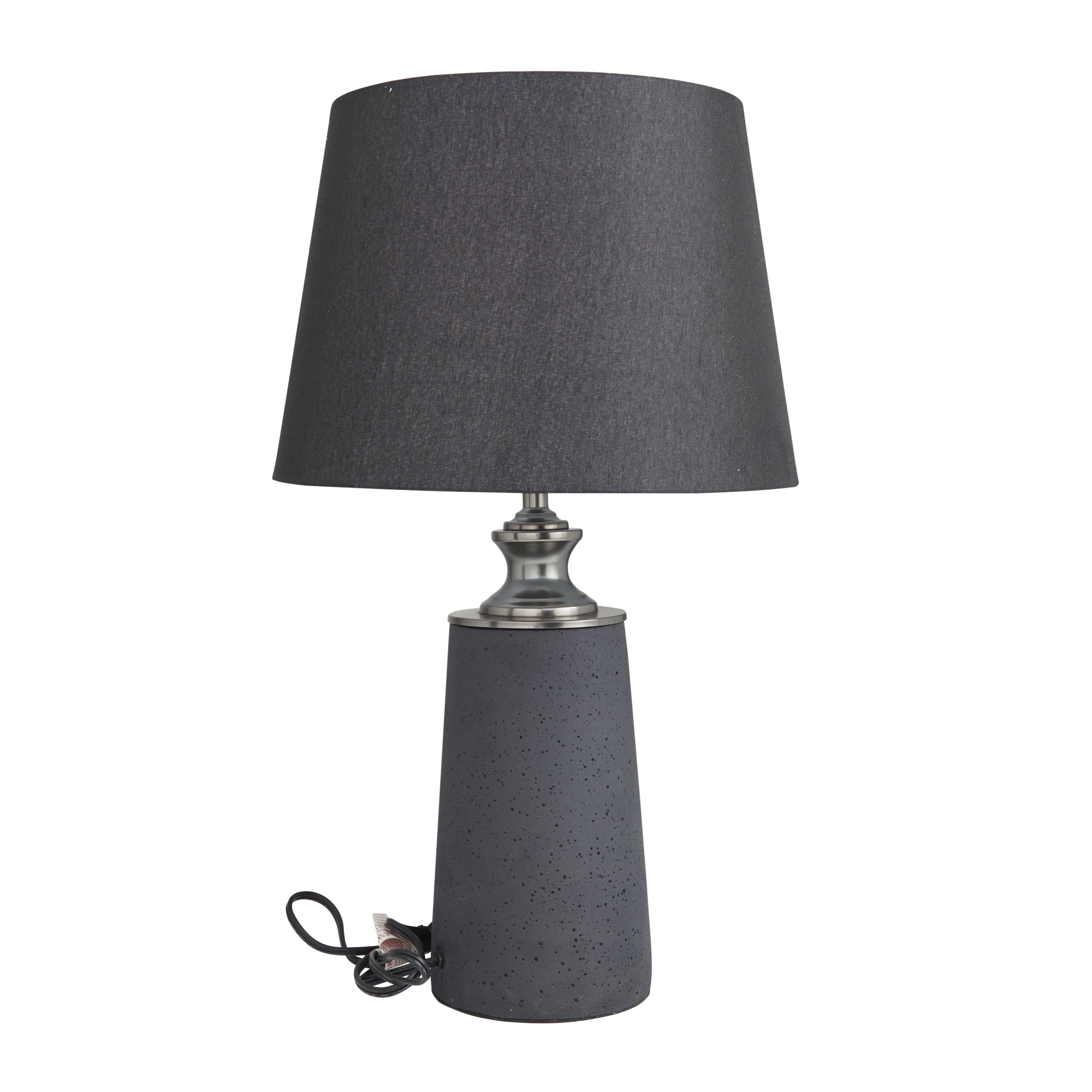 DecMode 14"W, 24"H Cement Modern Table Lamp, Black, 1-Piece