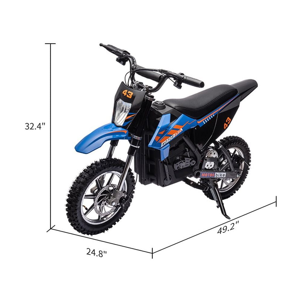 36V Kids Electric Dirt Motorcycle,Kids Ride on Off-Road Motorcycle with LED Headlight, Leather Seat,Front+Back Brake,Up to 15.5MPH,for Kids Ages 14+(Below 175lb)