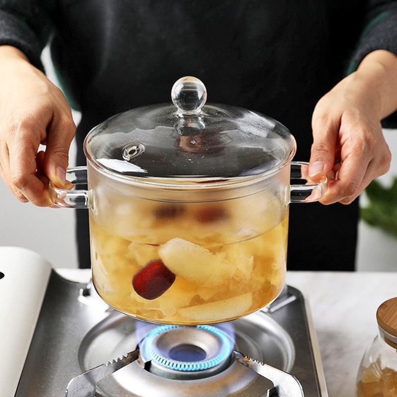 High boron silicate glass instant noodles pot stew pot, transparent double-ear pot, home use open fire electric pottery pot soup pot