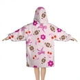 thumbnail image 2 of Pink Football and Flowers Pattern Blanket Hoodies for Kids 6-13YR Oversize Wearable Blanket Hoodies for Boys Girls Teens, 2 of 7