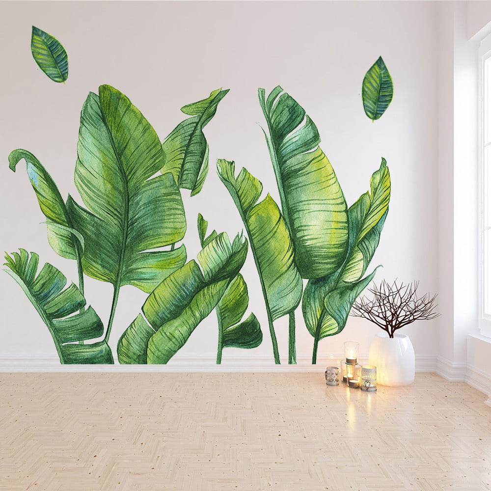 Green Leaf Plant Wall Sticker TV Living Room Decor Mural Art Decal Removable 