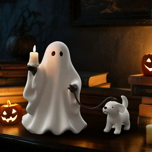 Fall Decor under $5! Yannianjz Halloween Ghost Dog Statue, Ghost Walking Dog Decor, Porch or Garden, Indoor Outdoor Decor