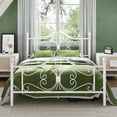 thumbnail image 3 of Amolife Full Size Metal Platform Bed Frame With Vintage Butterfly Pattern Headboard&Footboard, White, 3 of 8