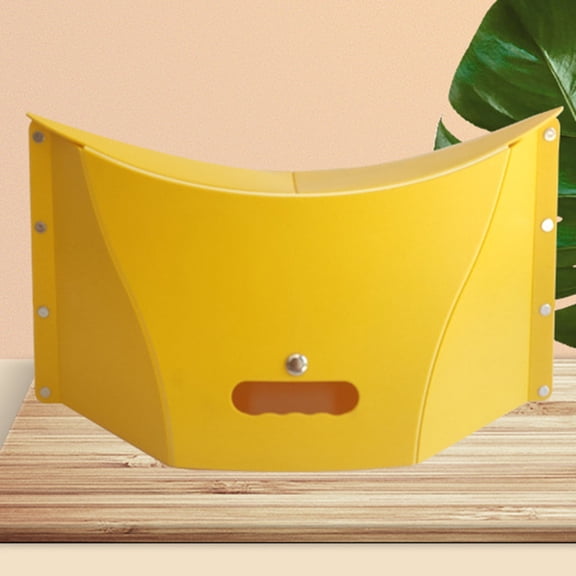 Folding Plastic Small Bench, Outdoor Folding Stool Portable Plastic Camping Fishing Low Chair for Travel Train, Bearing 100KG, Compact Portable Yellow 45x15x26