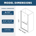 thumbnail image 2 of 34" W x 72" H Pivot Shower Door, Universal Pivot Shower Door with 1/4" Tempered Glass and Chrome Finish, Pivot Swing Shower Glass Door for Bathroom, Open Outside, 2 of 7