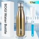 thumbnail image 2 of Paquete de 2 botellas de agua aisladas de 17 oz, botellas de agua de acero inoxidable al vacío de doble pared, botella de agua deportiva de metal a prueba de fugas, mantiene la bebida caliente y, 2 of 5