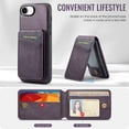 thumbnail image 3 of Dteck 2 in 1 Detachable for iPhone 16e Case Wallet with Card Holder, Women Men Magnetic PU Leather RFID Blocking Flip Kickstand Credit Slots for Apple iPhone 16e 6.1 Inch,Purple, 3 of 9