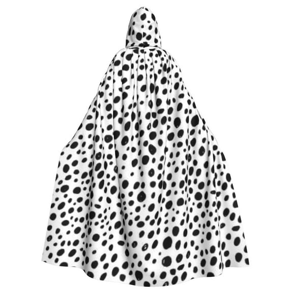 Unisex Hooded Cloak Adult Lightweight Overcoat Dalmatian Polka Dots Cloak for Halloween Cosplay Costumes