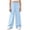 Blue, variant on Ixbnca Long Pants for Girls Textured Wide Leg Solid Color Pants Lounge Elastic High Waist Comfy Vacation Trousers