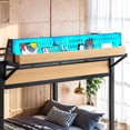 thumbnail image 6 of Leumius Full over Full Size Metal Bunk Bed with Storage Shelves and Pegboard, Bunk Bed Frame with USB Ports and LED Lights, Space-Saving for Teens and Adults Natural, 6 of 9