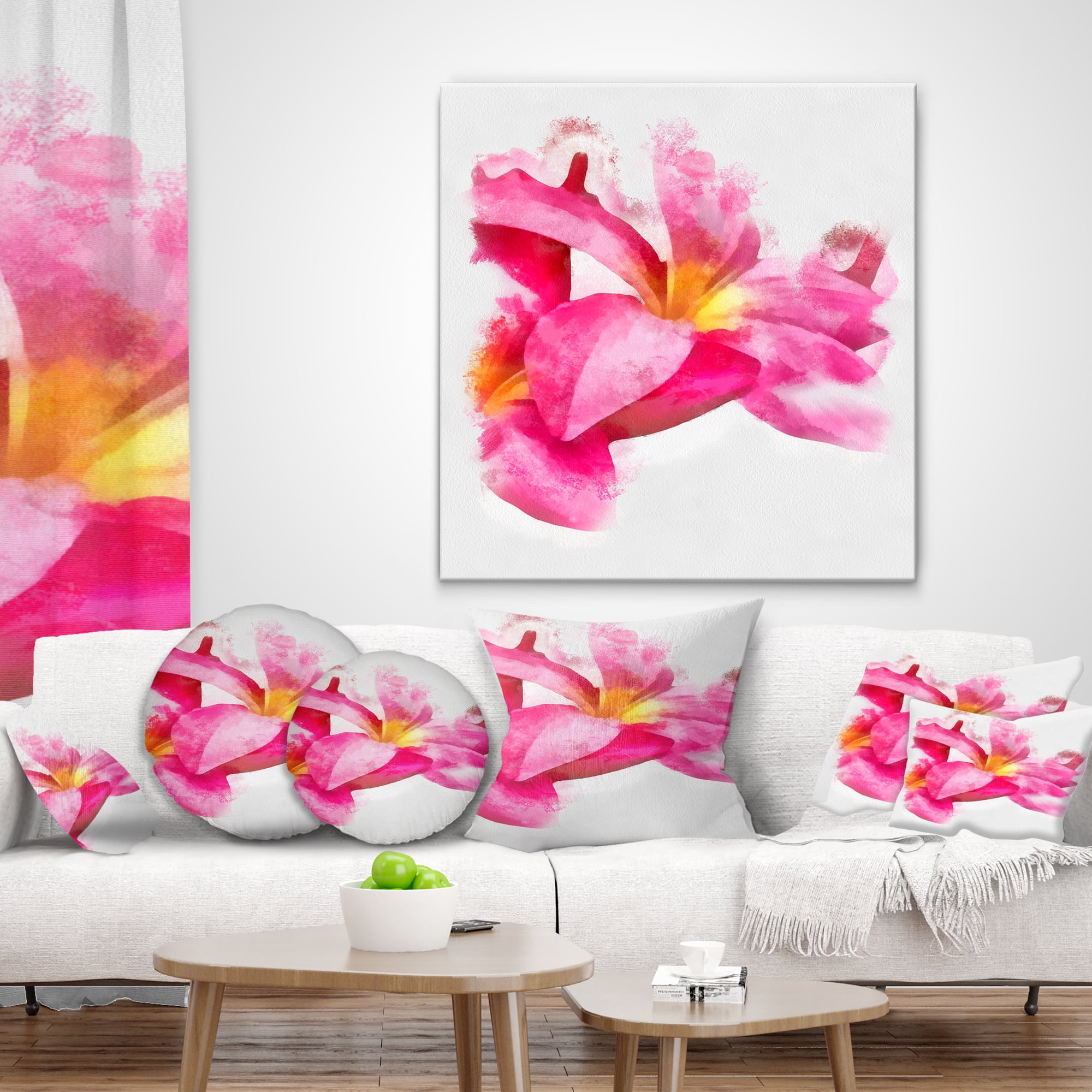 Designart Beautiful Flowers with Big Pink Petals - Floral Throw Pillow - 12x20