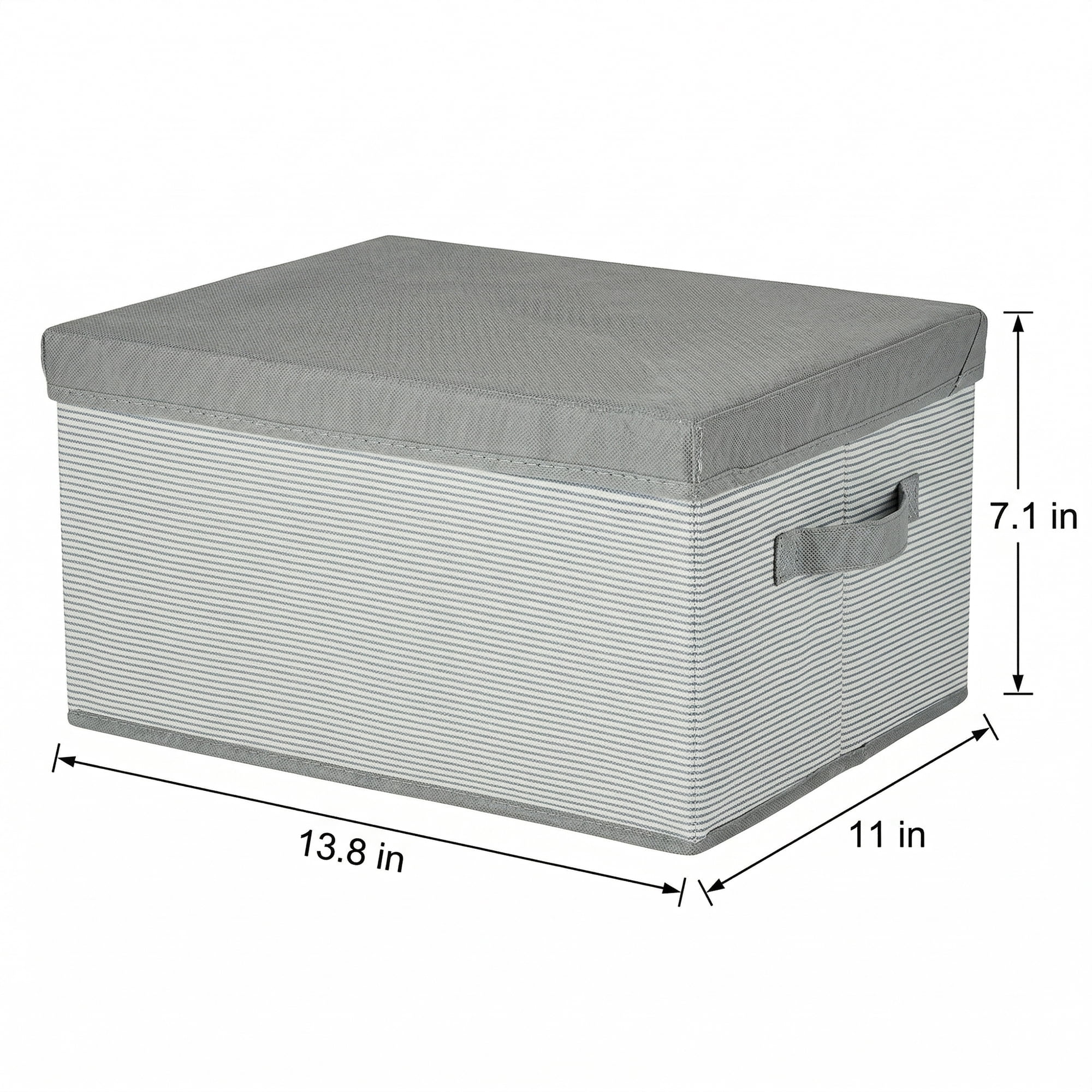 Unique Bargains Fabric Storage Bin with Handles and Lid Grey 13.8*11*7.1in
