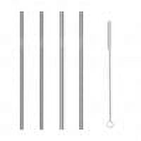 WXLCISI 4 Straight Reusable Drinking Straws Metal Stainless Steel Eco-Friendly 10.5in