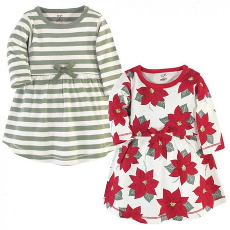 UPC: 0660168672633 | Touched by Nature Baby and Toddler Girl Organic Cotton Long-Sleeve Dresses 2pk Poinsettia 0-3 Months