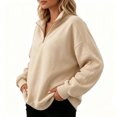 thumbnail image 7 of Women Half Zip Pullover Sweatshirt Sevevn Quarter Zip Stand Collar Relaxed Fit Fleece Fabric Drop Shoulder Long Sleeve Ribbed Cuffs For Casual Daily Wear, 7 of 7