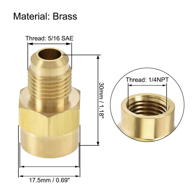 Uxcell 5/16 SAE Flare Male to 1/4NPT Female Tubing Adaptor Brass