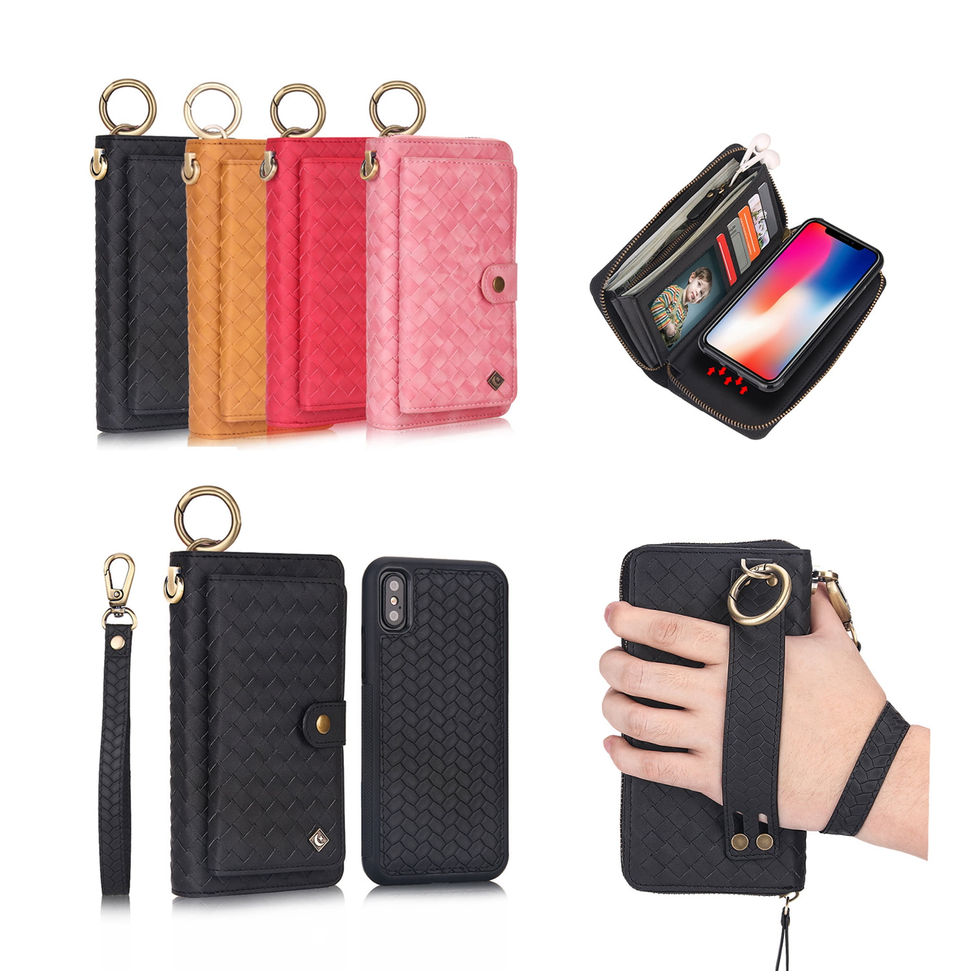 iPhone XS Max Wallet Detachable Case, Dteck [Weave Style] Zipper Purse