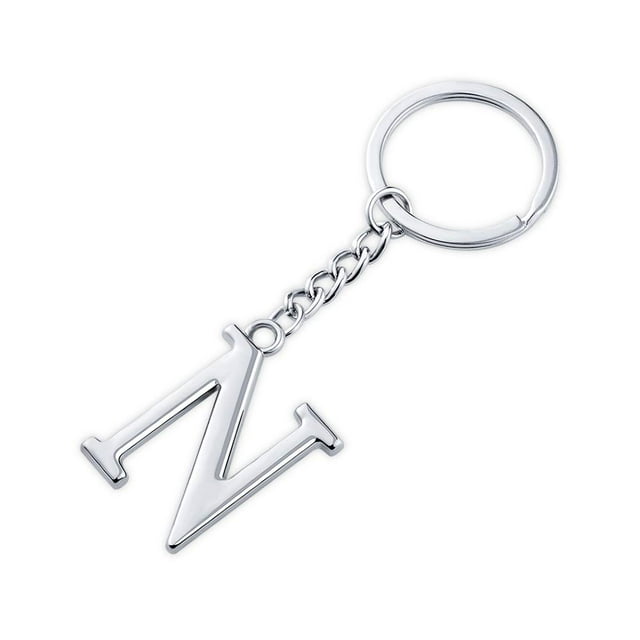 Keychain Initial Letter Key Chain Silver for Men Women Personalized Alphabet Monogram Keychain for Car Keys, N