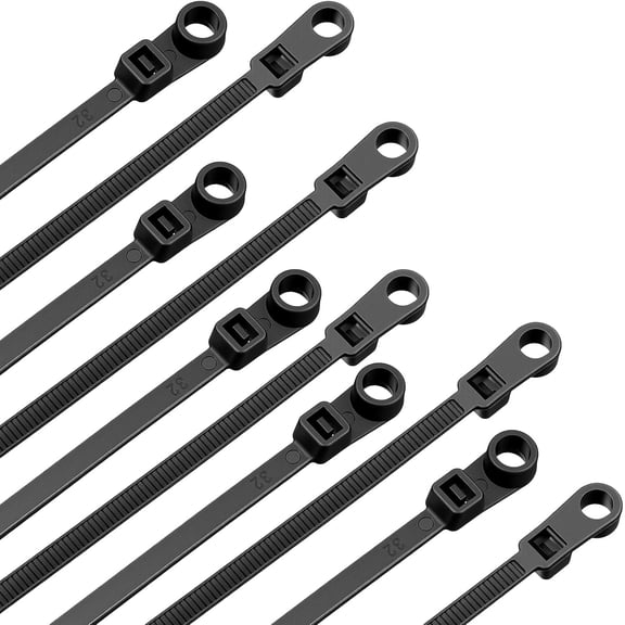 100 Pack 7.8 inch Zip Ties with Screw Hole, Nylon Cable Tie Mounts, Black, 100 Piece